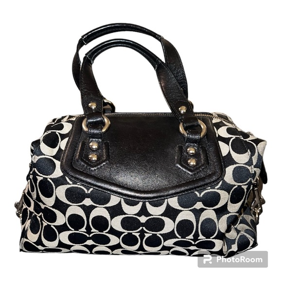 Coach Ashley Satchel Bag in Signature Black & Gray- EUC - Picture 7 of 13